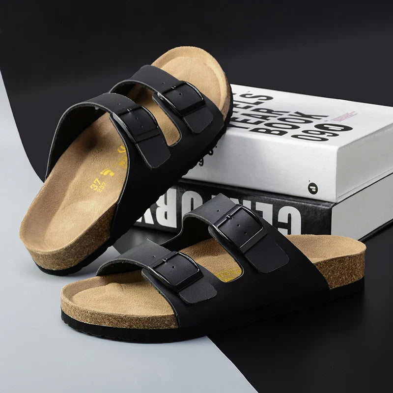 Lehel | Leren herensandalen - Verstelbare bandjes, ergonomische zool, zomers comfort
