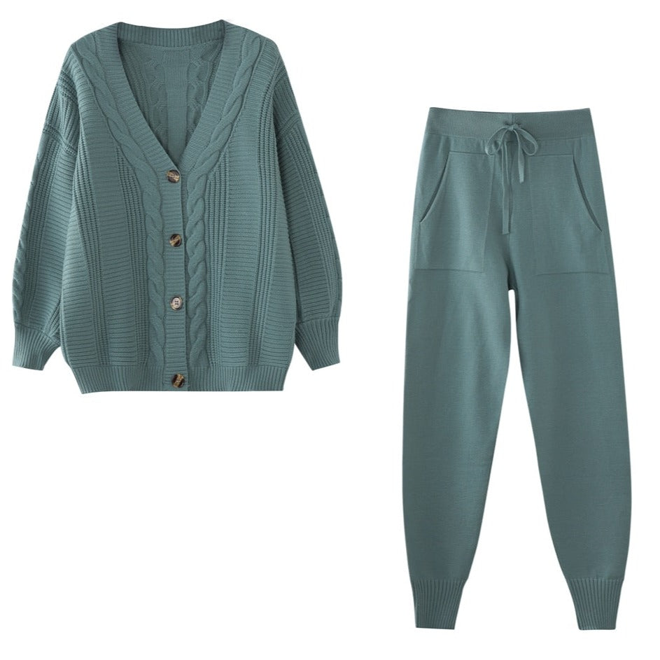 Angelina | Gebreid damesvest & leggingset - Gezellige 2-delige winteroutfit