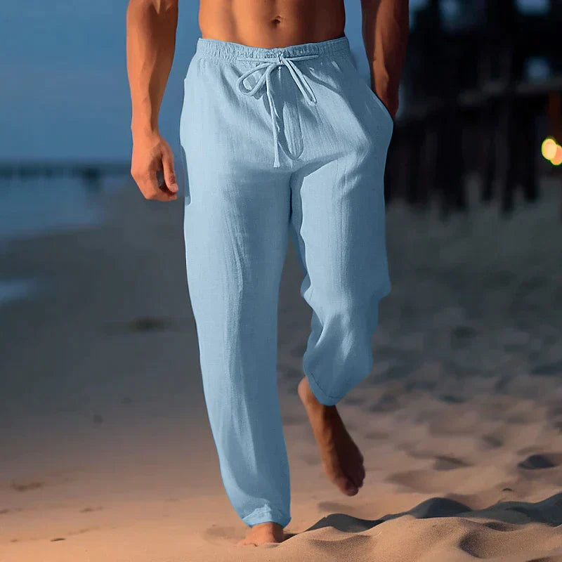 Snorri | Heren linnen broek met verstelbare taille voor casual kleding