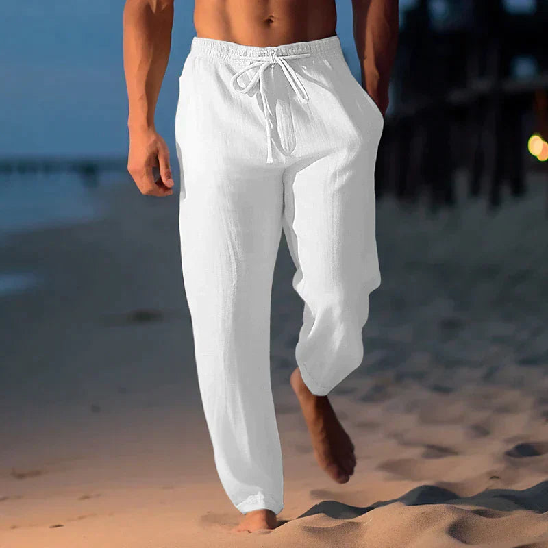 Snorri | Heren linnen broek met verstelbare taille voor casual kleding