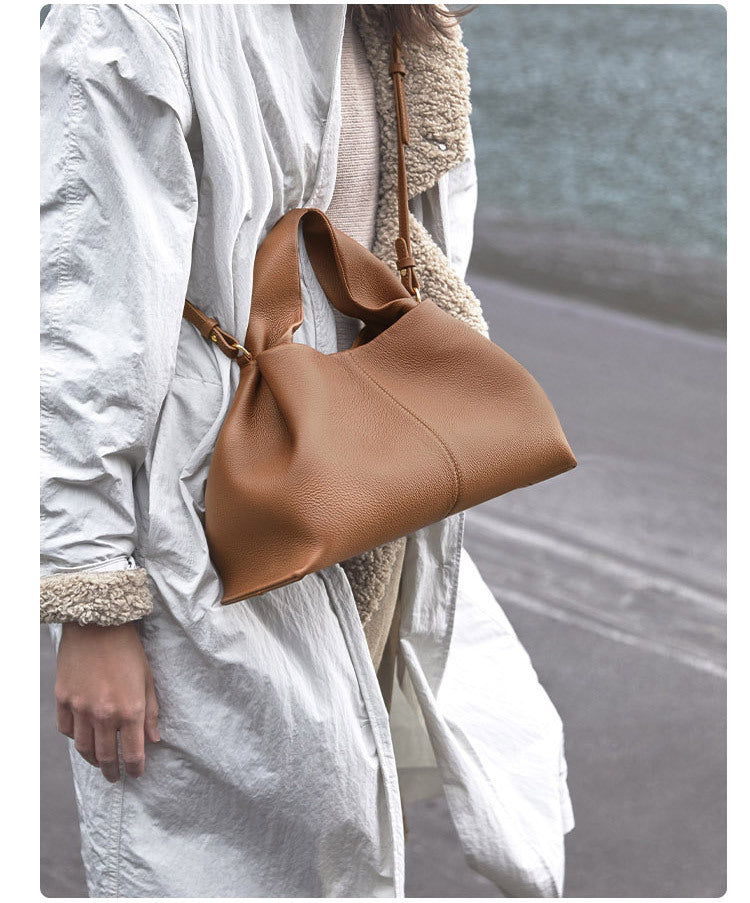 Solvia | Vintage zachte leren kleine draagtas, handtas, lichtgewicht handtas voor dagelijks gebruik