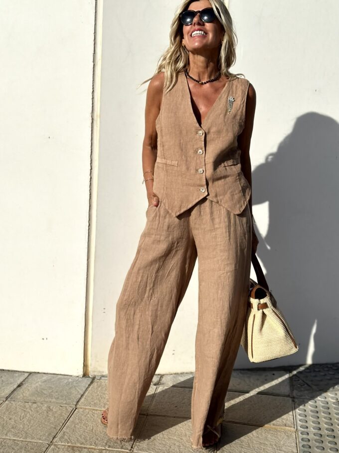 Teuta | Casual vrouwenset van linnen - lichtgewicht tweedelige outfit voor lente/zomer