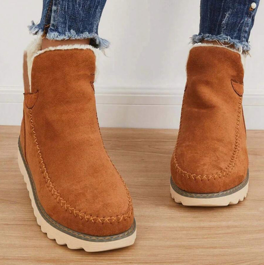 Snugella | Dames enkellaarsjes met bontvoering – Warme, comfortabele, casual schoenen voor de winter
