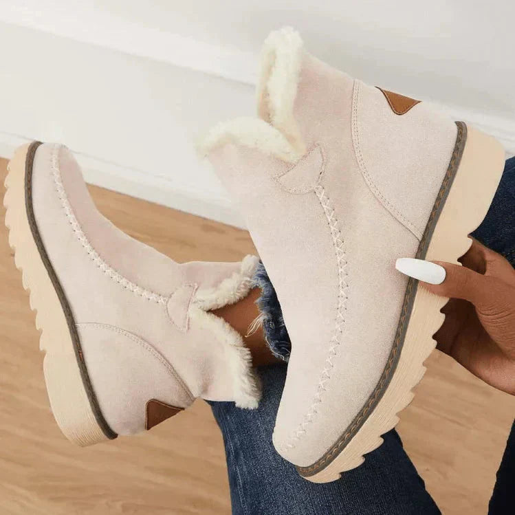 Snugella | Dames enkellaarsjes met bontvoering – Warme, comfortabele, casual schoenen voor de winter