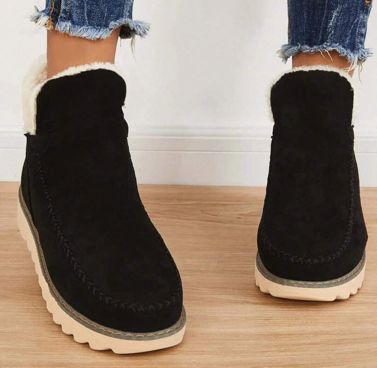 Snugella | Dames enkellaarsjes met bontvoering – Warme, comfortabele, casual schoenen voor de winter