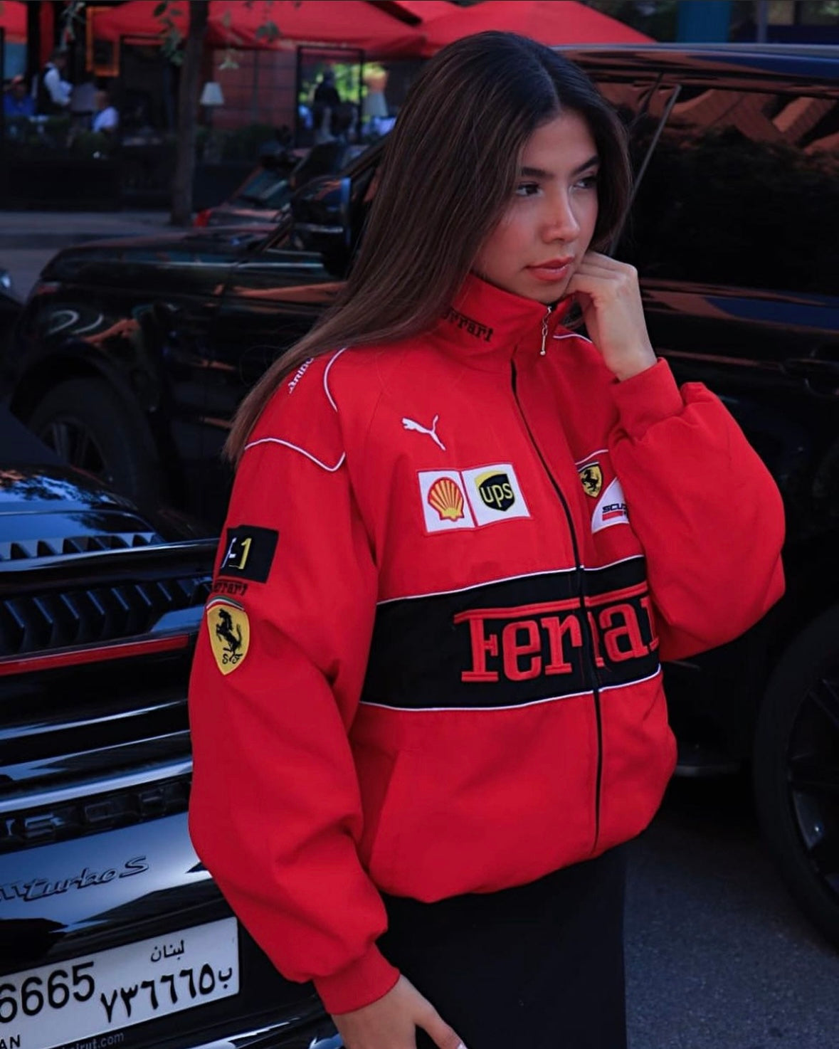 Selith | Damesjas Vintage Rode Ferrari - Stijlvolle Racingjas, Retro Motorsport Geïnspireerd