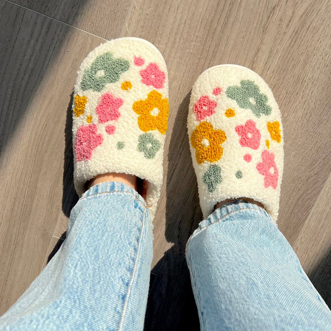 Orletta | Bloemenpantoffels voor dames – Knusse, zachte, comfortabele binnenschoenen