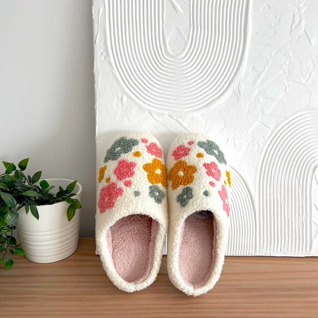 Orletta | Bloemenpantoffels voor dames – Knusse, zachte, comfortabele binnenschoenen