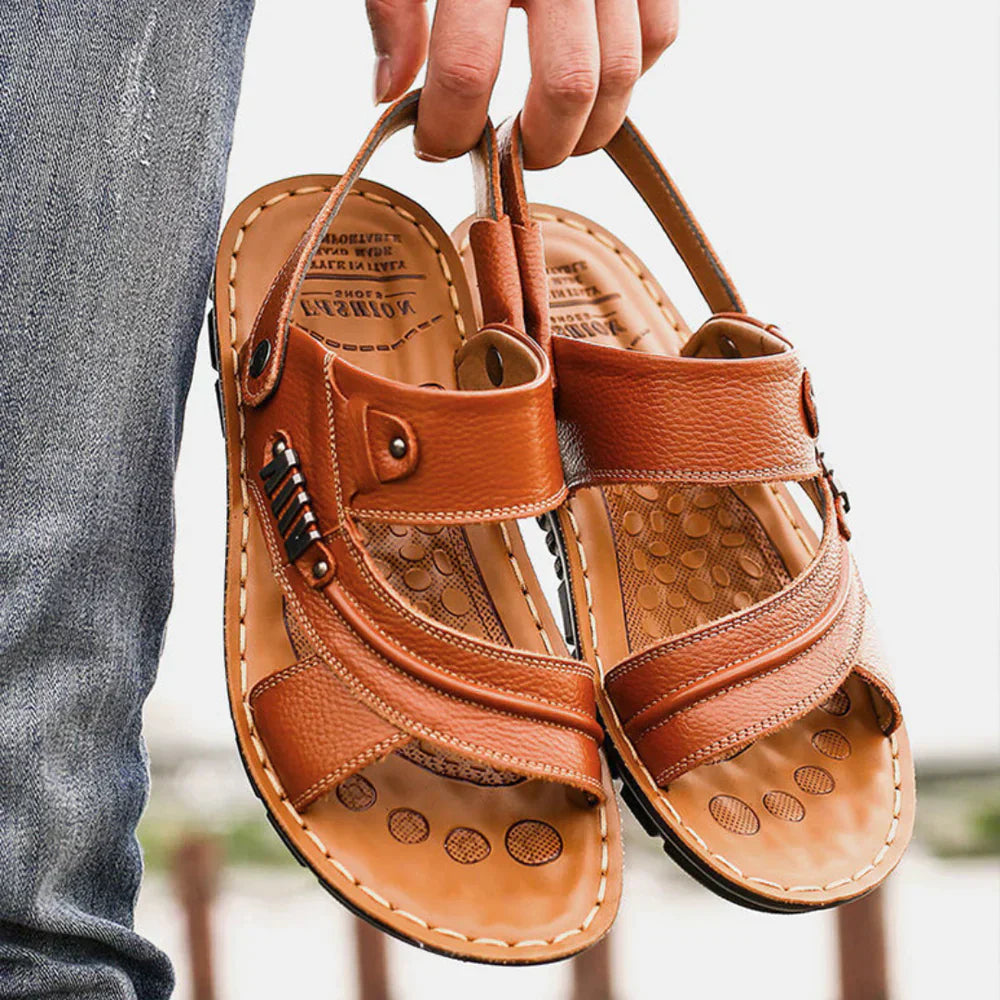 Galveric | Orthopedische lederen herensandalen - Ergonomische ondersteuning