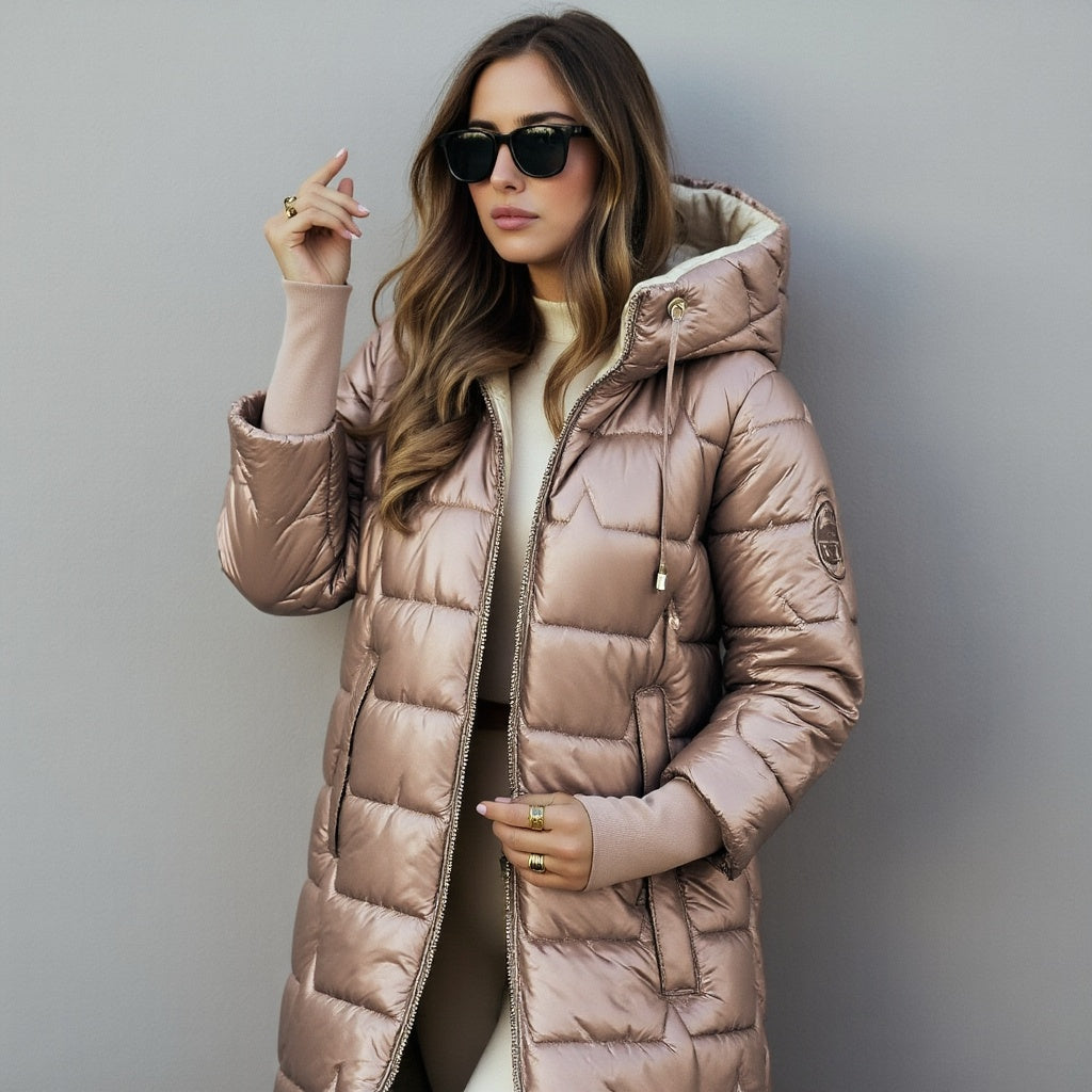 Berit | Lange winterjas met capuchon – Warme, geïsoleerde lange parka met capuchon en ritssluiting