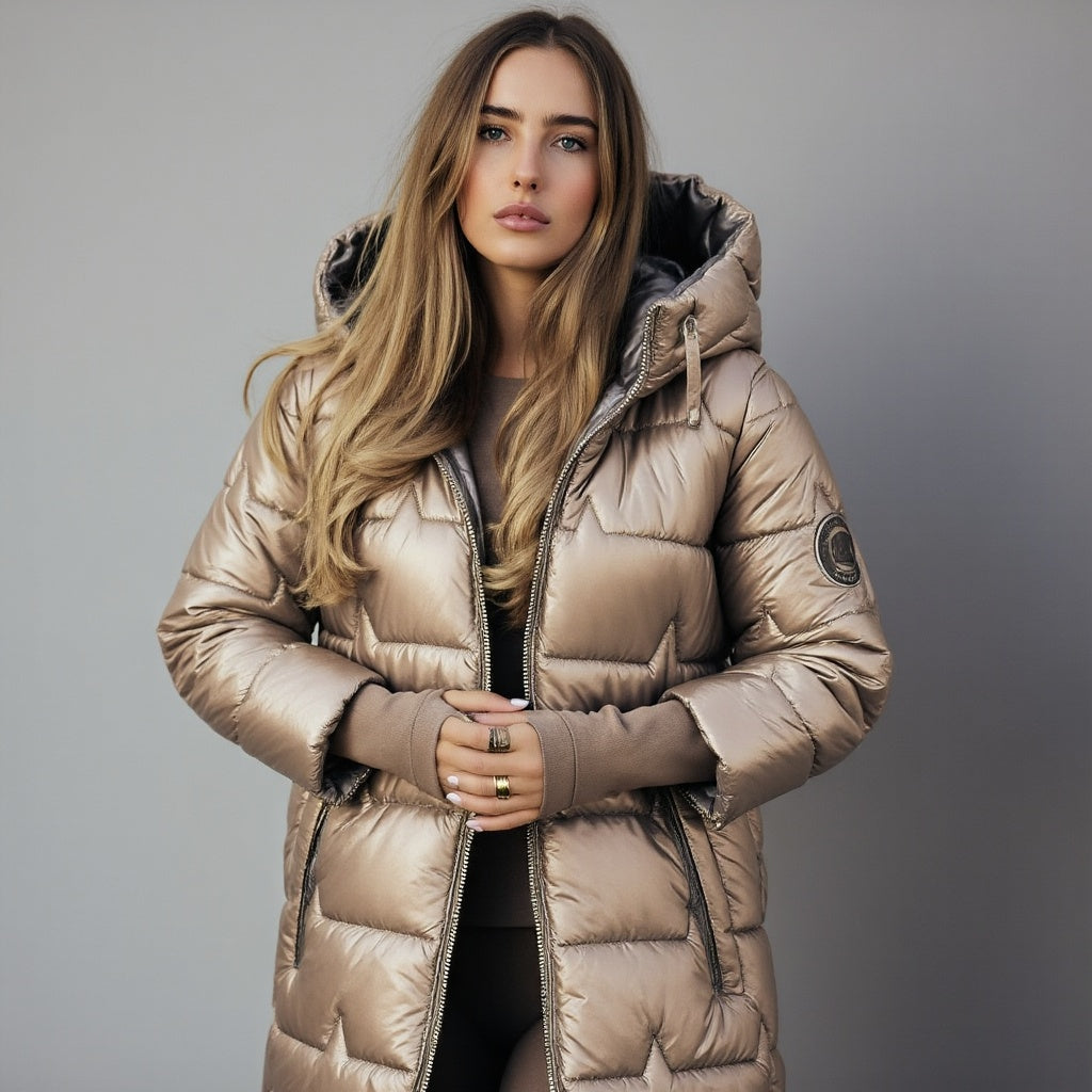 Berit | Lange winterjas met capuchon – Warme, geïsoleerde lange parka met capuchon en ritssluiting