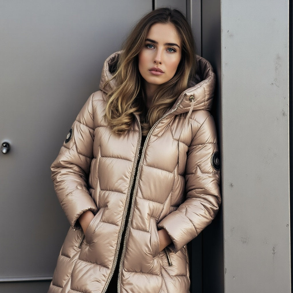 Berit | Lange winterjas met capuchon – Warme, geïsoleerde lange parka met capuchon en ritssluiting