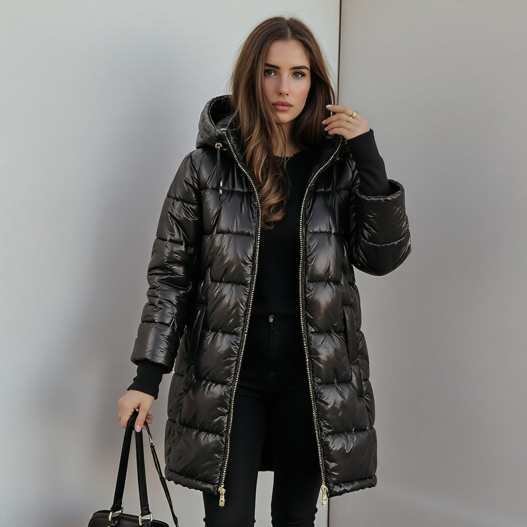 Berit | Lange winterjas met capuchon – Warme, geïsoleerde lange parka met capuchon en ritssluiting