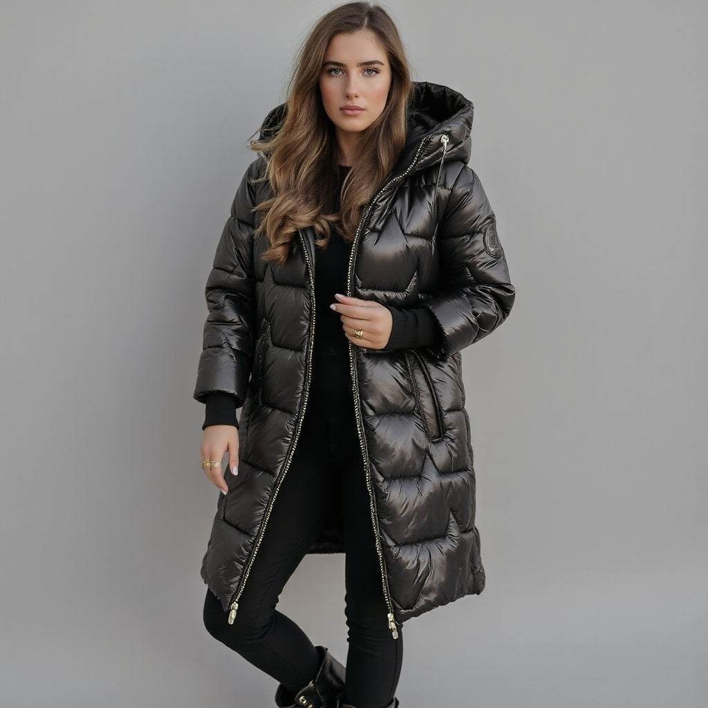 Berit | Lange winterjas met capuchon – Warme, geïsoleerde lange parka met capuchon en ritssluiting