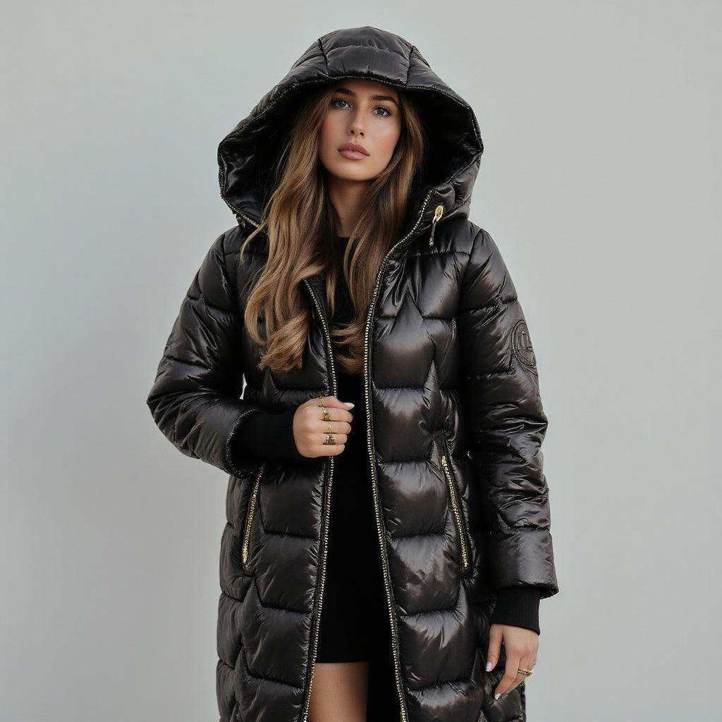 Berit | Lange winterjas met capuchon – Warme, geïsoleerde lange parka met capuchon en ritssluiting