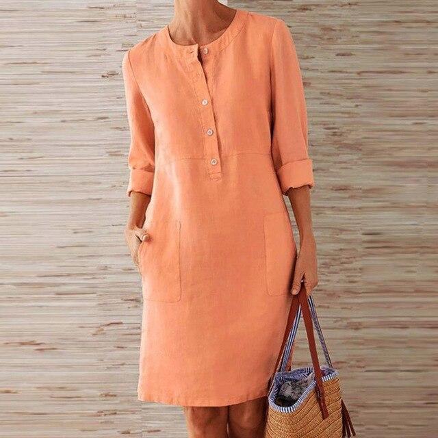 Bellavyn | Elegante Midi-jurk met lange mouwen voor vrouwen - Ademende, casual jurk