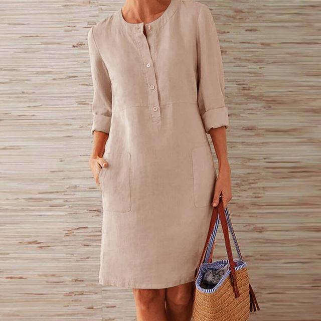 Bellavyn | Elegante Midi-jurk met lange mouwen voor vrouwen - Ademende, casual jurk