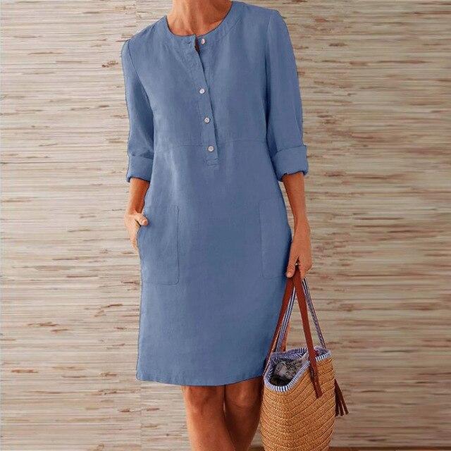 Bellavyn | Elegante Midi-jurk met lange mouwen voor vrouwen - Ademende, casual jurk