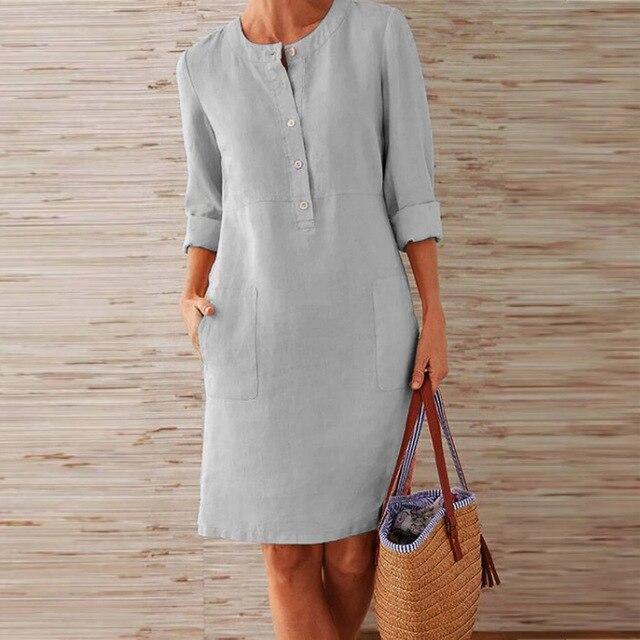 Bellavyn | Elegante Midi-jurk met lange mouwen voor vrouwen - Ademende, casual jurk
