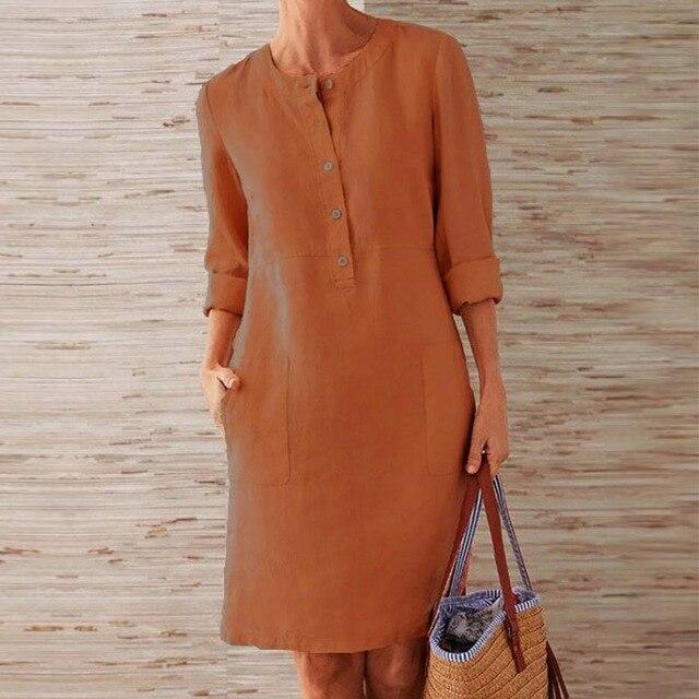 Bellavyn | Elegante Midi-jurk met lange mouwen voor vrouwen - Ademende, casual jurk