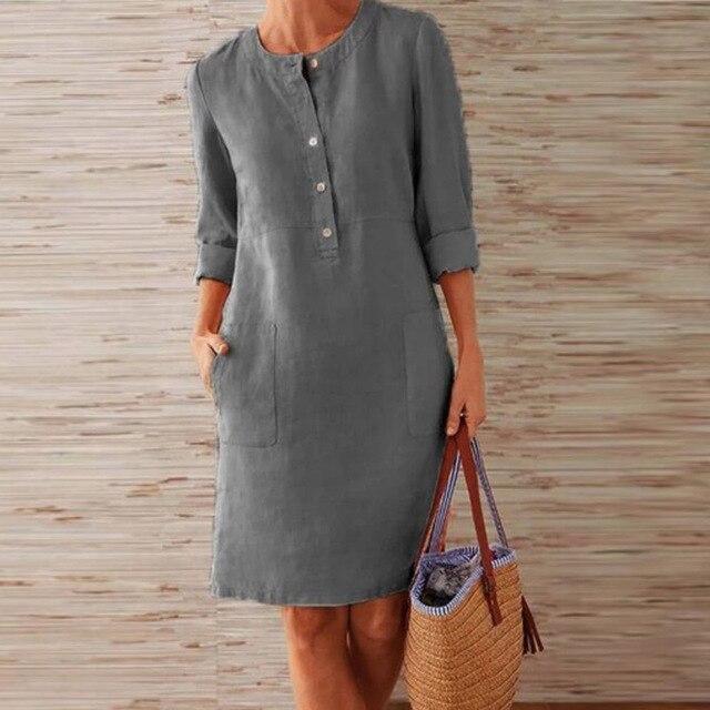 Bellavyn | Elegante Midi-jurk met lange mouwen voor vrouwen - Ademende, casual jurk