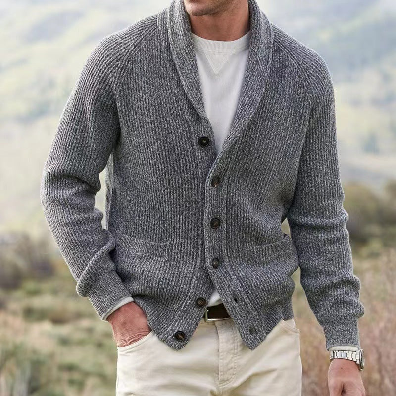 Finnur | Heren vintage wollen vest met V-hals, knoopsluiting, comfortabele warme gebreide trui