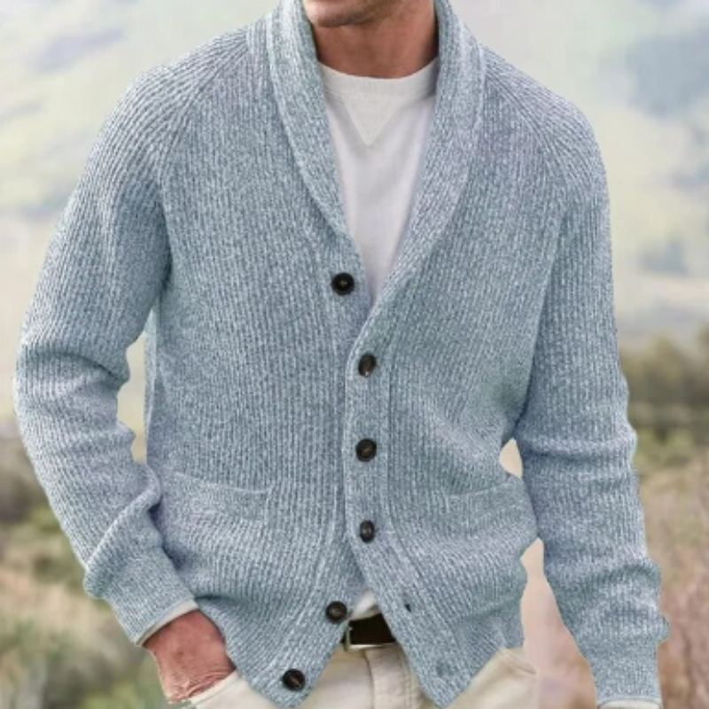 Finnur | Heren vintage wollen vest met V-hals, knoopsluiting, comfortabele warme gebreide trui