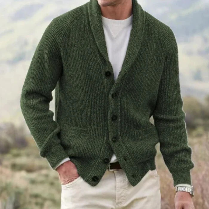 Finnur | Heren vintage wollen vest met V-hals, knoopsluiting, comfortabele warme gebreide trui