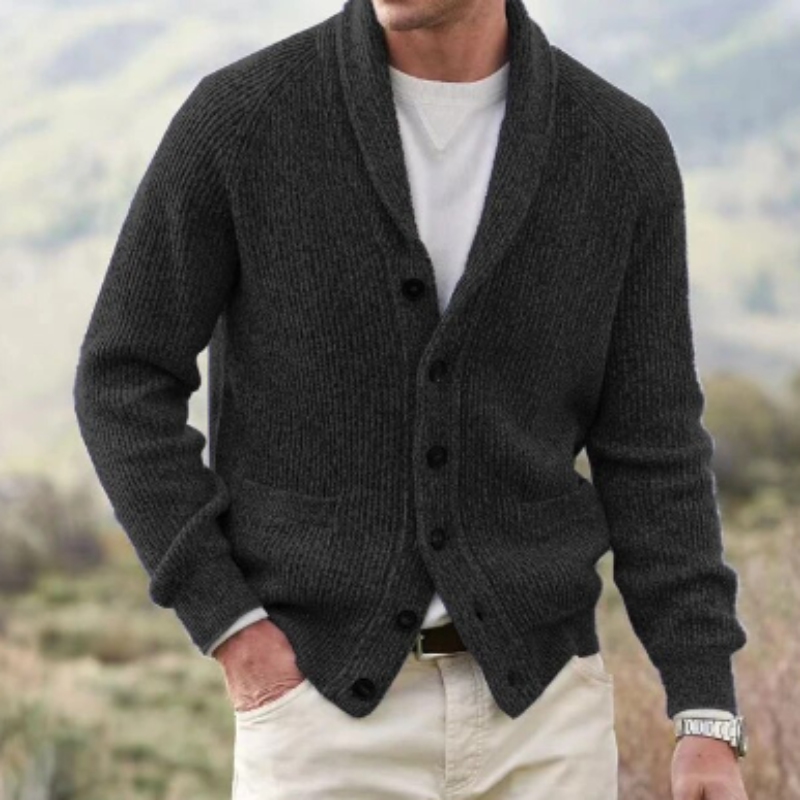 Finnur | Heren vintage wollen vest met V-hals, knoopsluiting, comfortabele warme gebreide trui