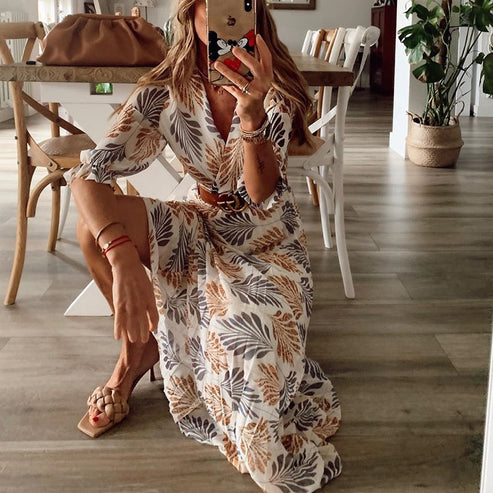 Chiara | Boho halflange flowy maxi jurk voor vrouwen - Elegante lange jurk