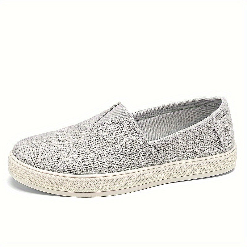 Treaden | Heren Ademende Linnen Loafers - Casual Platte Slip-On Schoenen, Geweven Stro Ontwerp