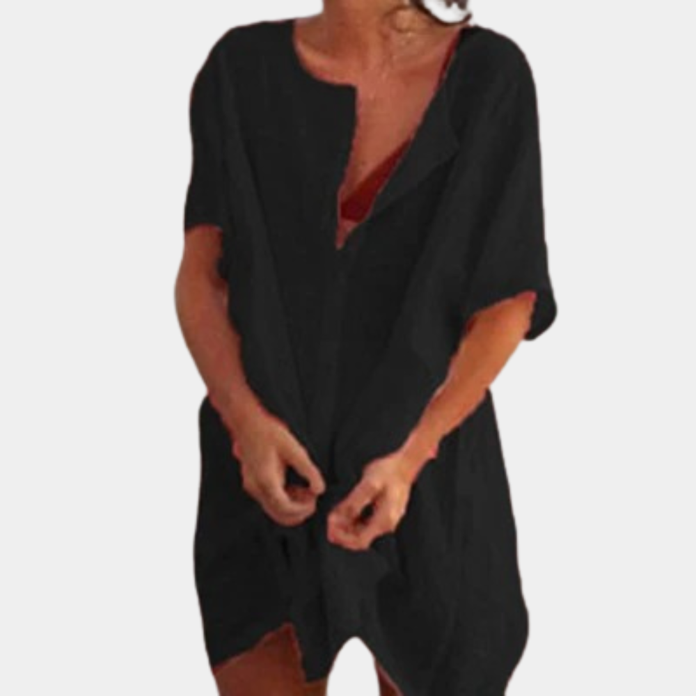 Mayra | Ademende losse casual midi-jurk voor dames - comfortabele, relaxte pasvorm