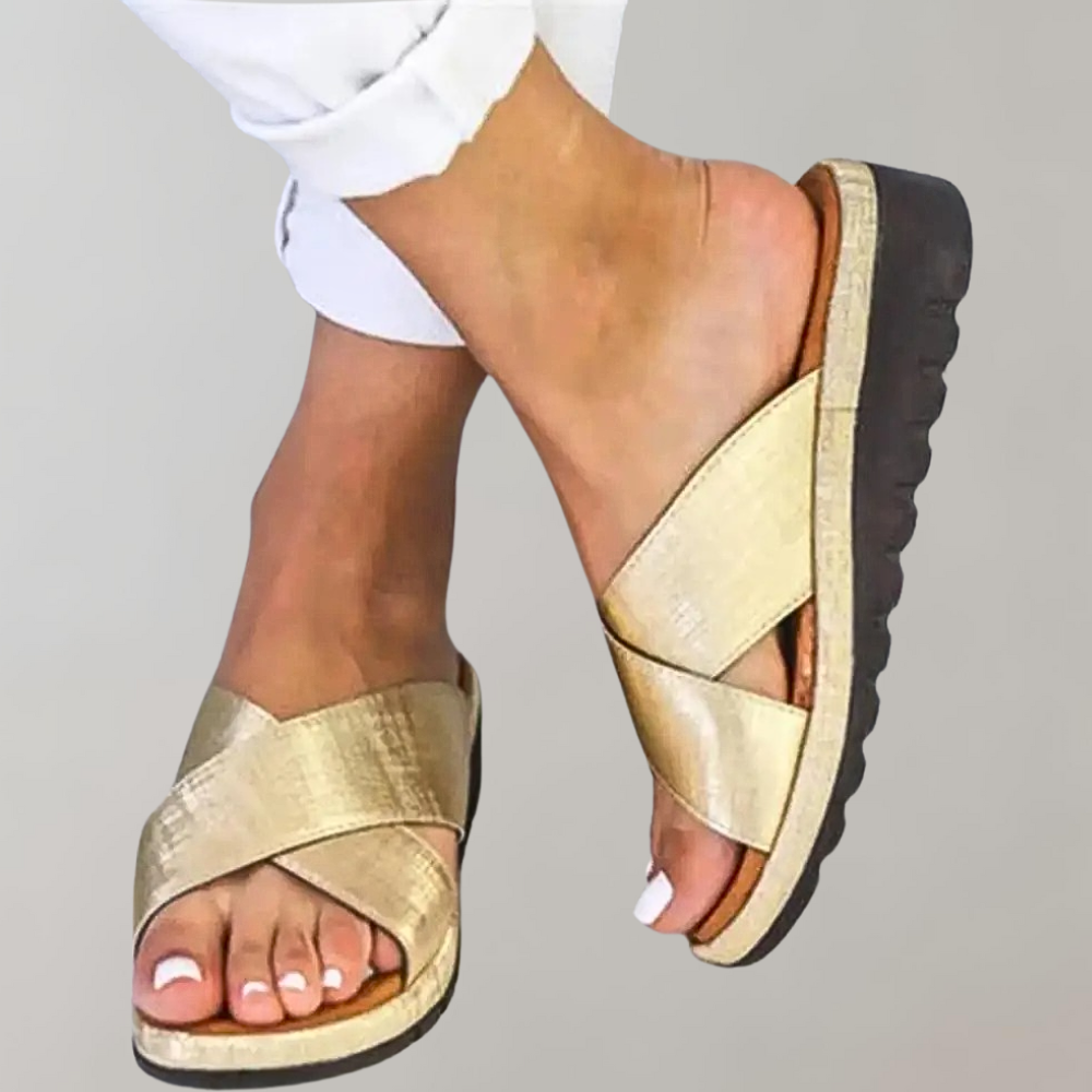 Velstra | Comfortabele Slip-On Sandalen - Kruisband, Gewatteerde Zool