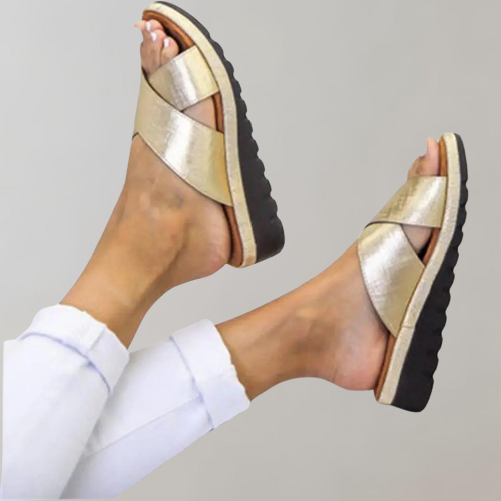 Velstra | Comfortabele Slip-On Sandalen - Kruisband, Gewatteerde Zool
