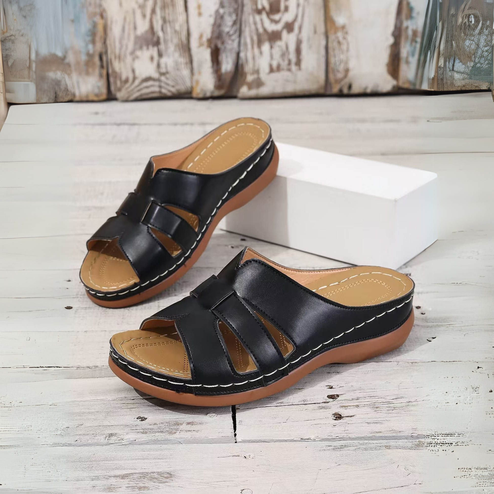 Velossa | Orthopedische lederen sandalen voor dames - open teen, slip-on, steunzolen