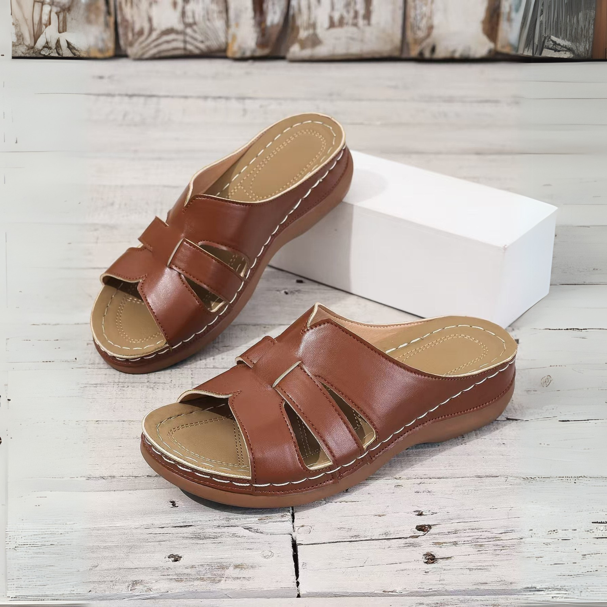 Velossa | Orthopedische lederen sandalen voor dames - open teen, slip-on, steunzolen