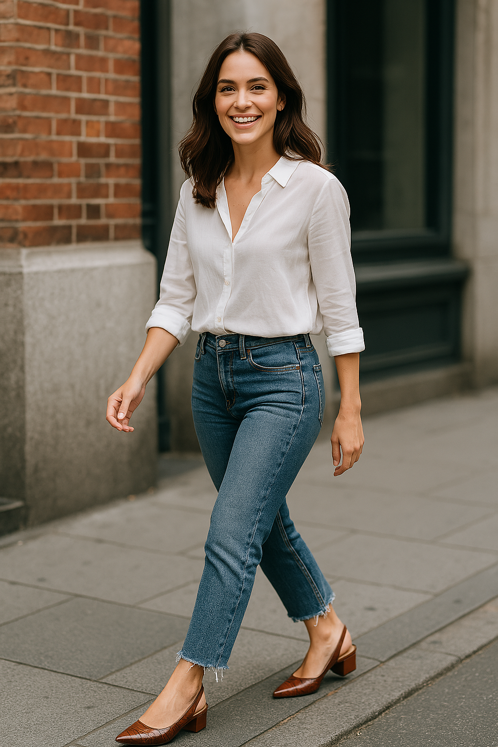 CrocElle | Dames slingback pumps - blokhak, spitse teen
