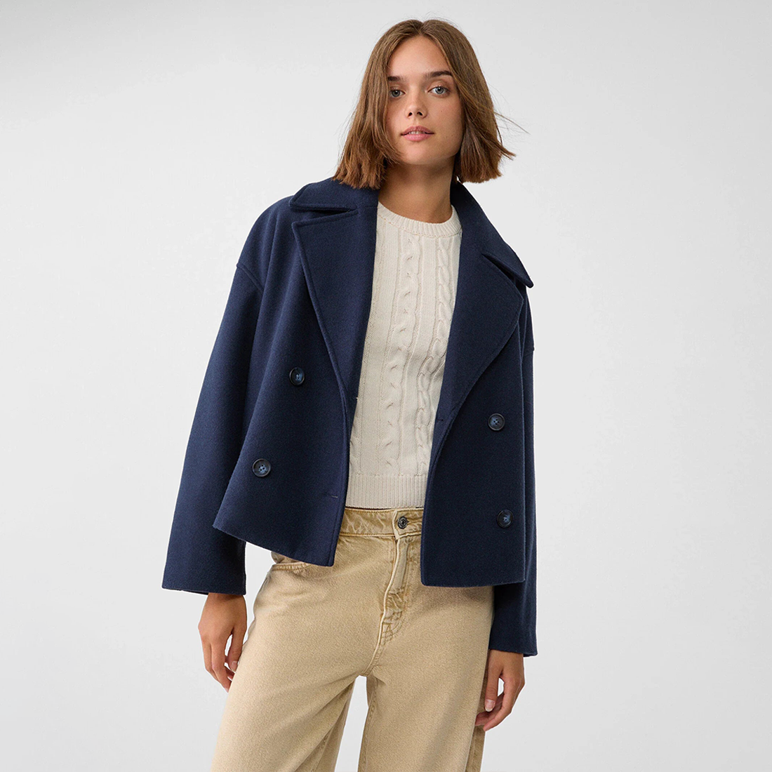 Anneli | Elegante Blazer met Dubbele Sluiting – Loszittend Lang Jasje voor Lente- en Herfstoutfits