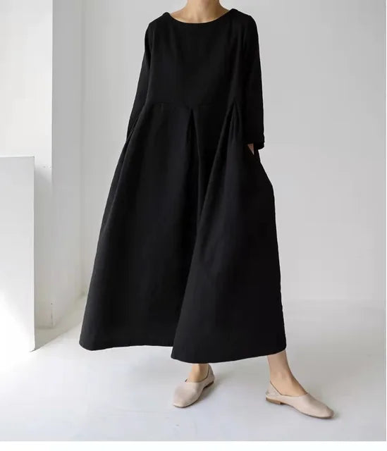 Lepa | Oversized Maxi-jurk - 3/4 mouwen, losse pasvorm, ademende casual jurk