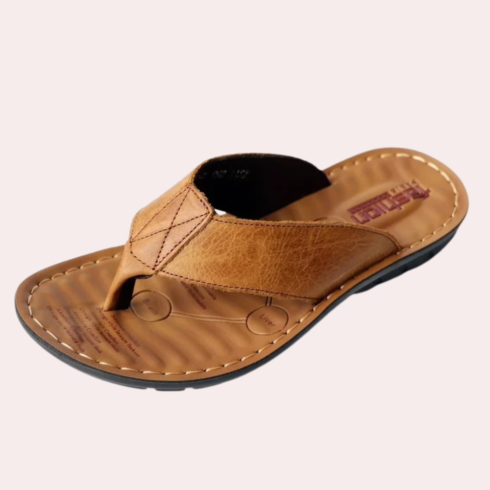 DriftLux | Herenslippers Echt Leer Zomer - Flip-Flop Sandalen, Open-Teen