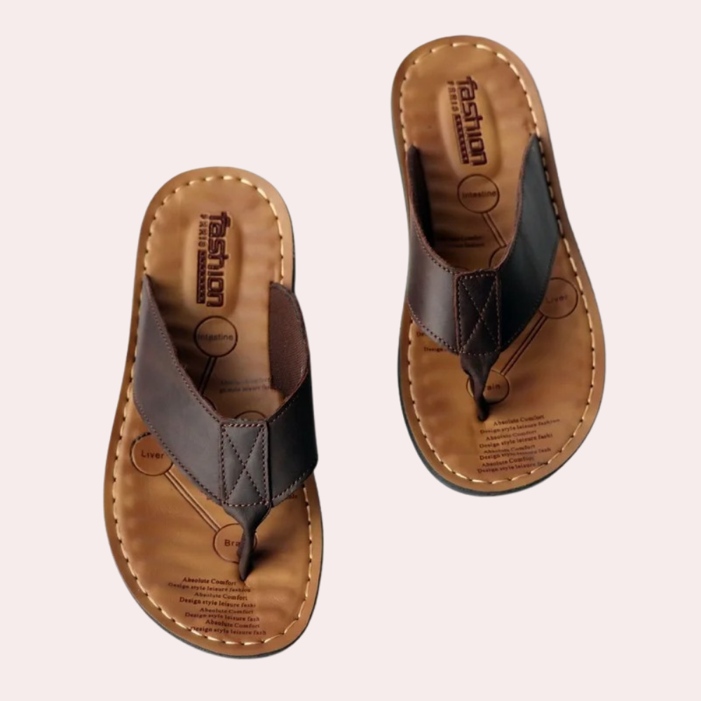 DriftLux | Herenslippers Echt Leer Zomer - Flip-Flop Sandalen, Open-Teen