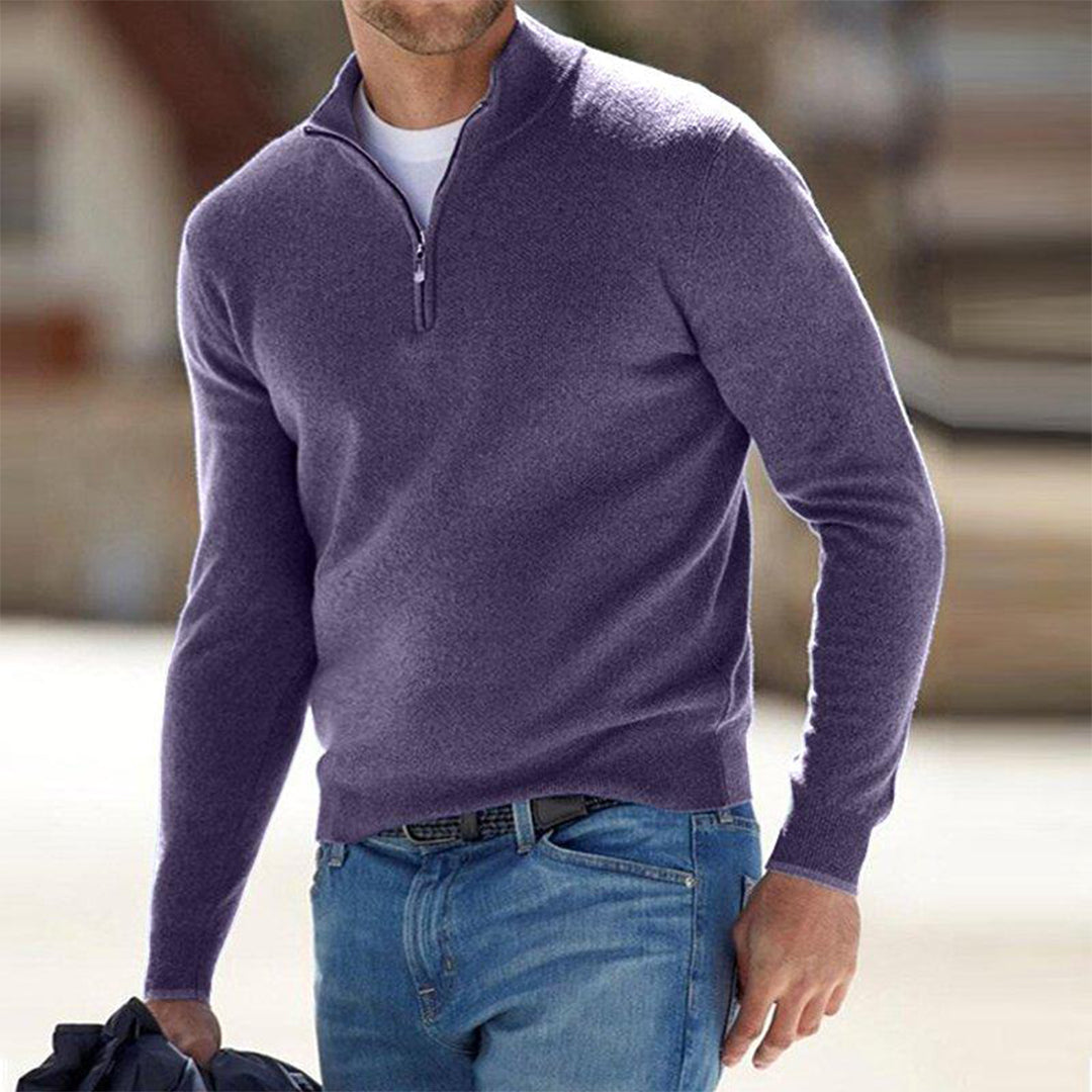 Valric | Heren trui met halve rits – Elegante gebreide pullover, casual en geschikt voor op kantoor