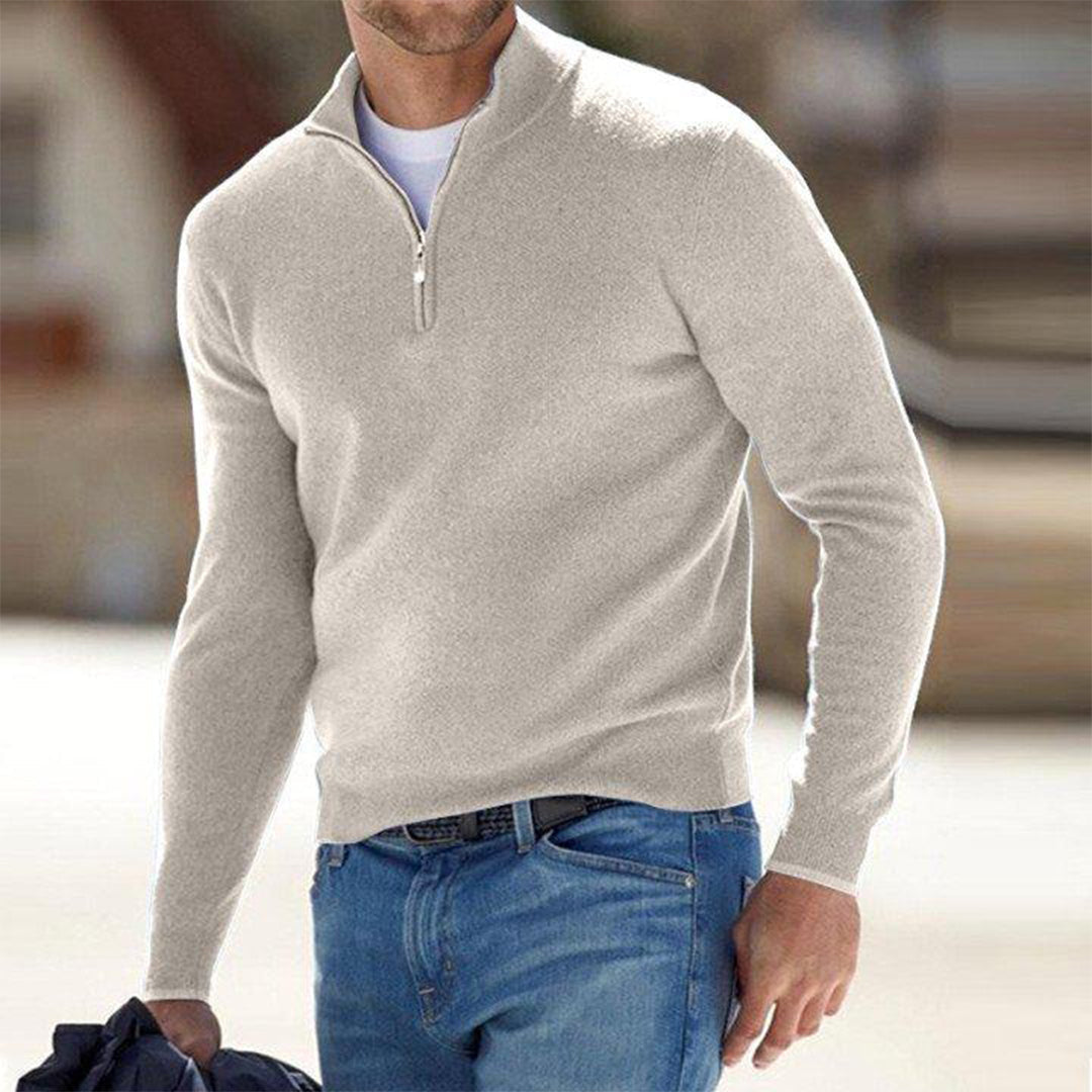 Valric | Heren trui met halve rits – Elegante gebreide pullover, casual en geschikt voor op kantoor