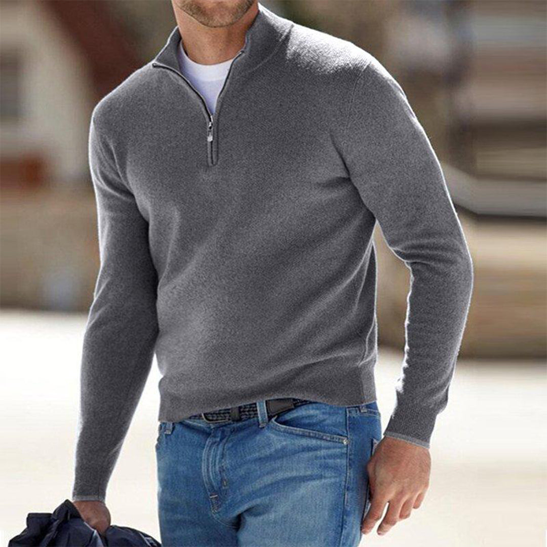 Valric | Heren trui met halve rits – Elegante gebreide pullover, casual en geschikt voor op kantoor
