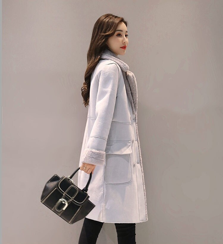 Elowina | Dikke suède reversjas met fleecevoering – Warme, chique winterjas voor woon-werkverkeer