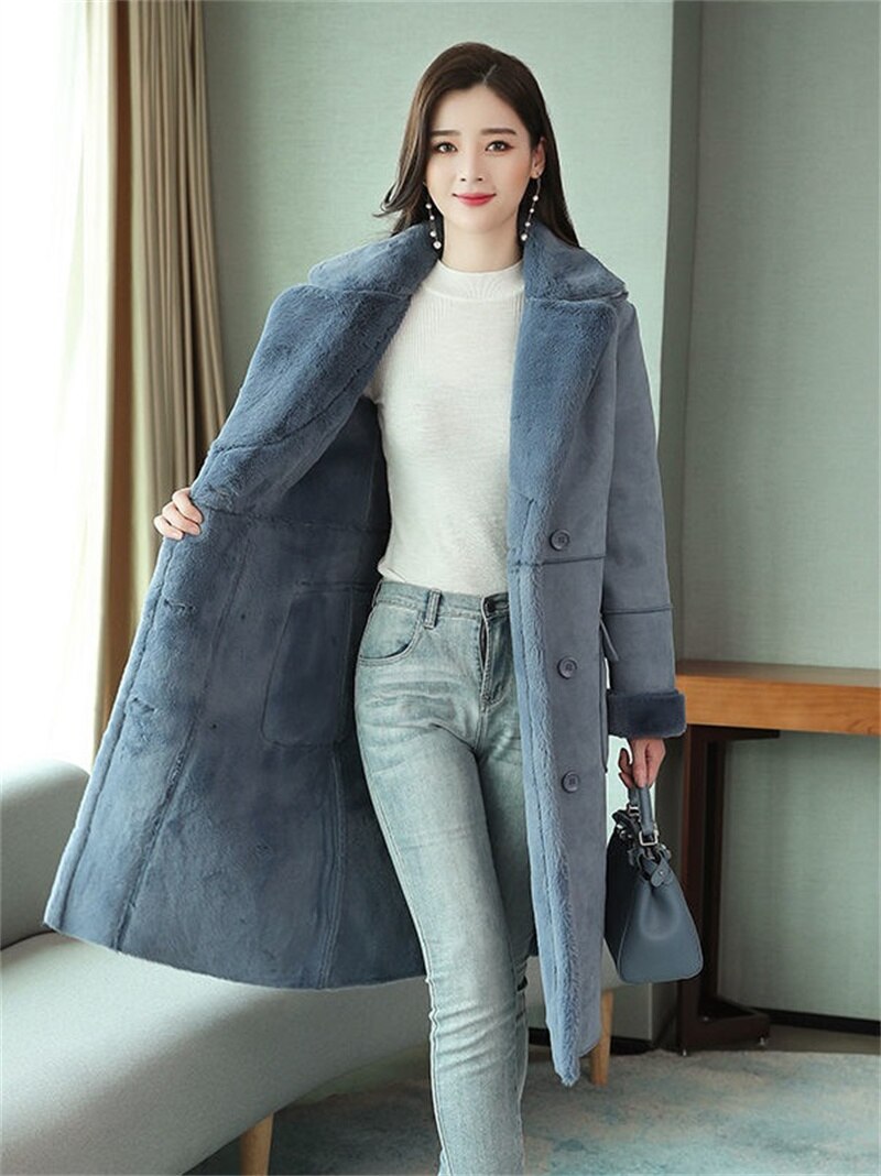 Elowina | Dikke suède reversjas met fleecevoering – Warme, chique winterjas voor woon-werkverkeer