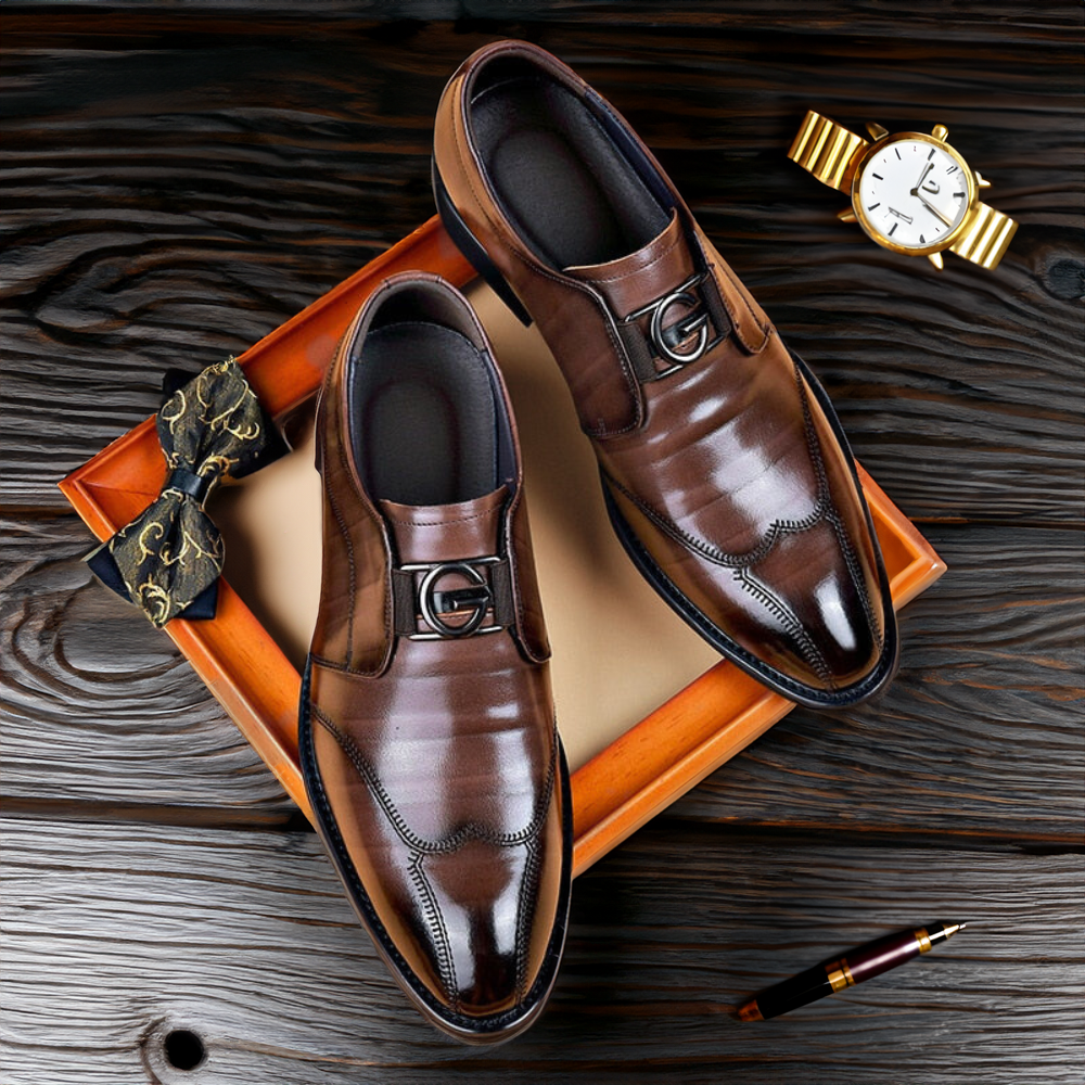 Fenric | Heren Slip-On Leren Oxford Schoenen - Elegante Formele Dress Loafers