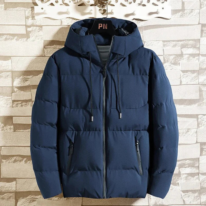 Henriksen | Lange gewatteerde windjack voor heren, warm, waterdicht, casual outdoorjas met capuchon