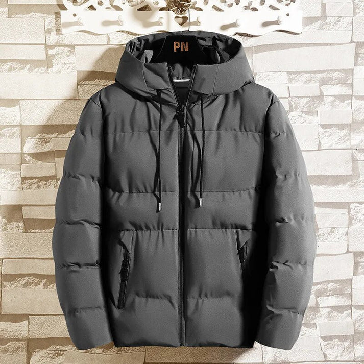 Henriksen | Lange gewatteerde windjack voor heren, warm, waterdicht, casual outdoorjas met capuchon