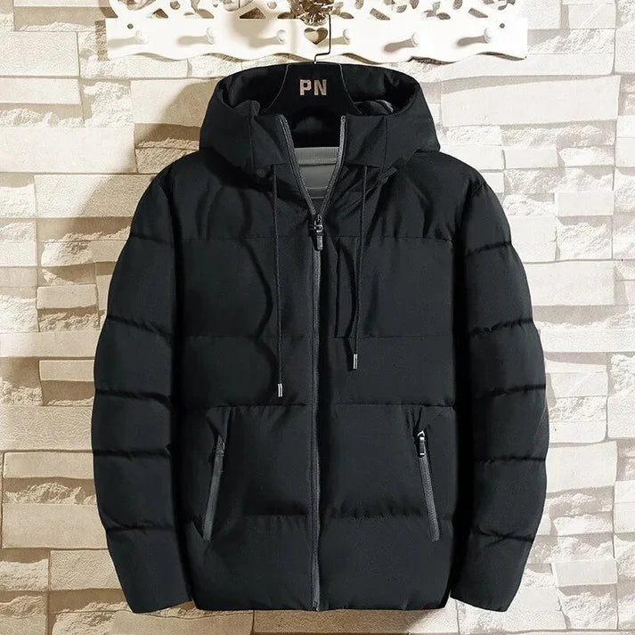 Henriksen | Lange gewatteerde windjack voor heren, warm, waterdicht, casual outdoorjas met capuchon